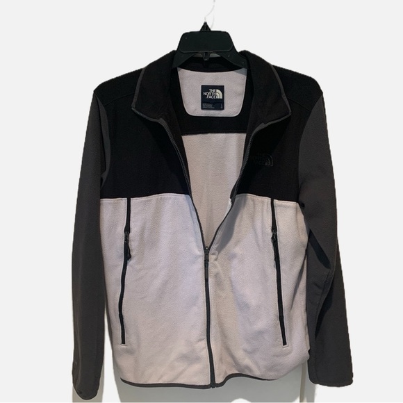 North Face black and gray fleece jacket. Full front zipper, size Large. - Picture 2 of 6